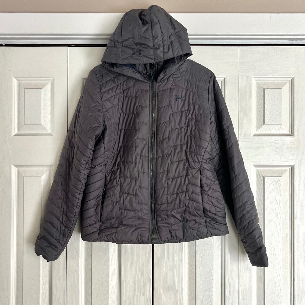 UNDER ARMOUR Women's Gray ColdGear Hooded Jacket ~ Ladies Size Medium